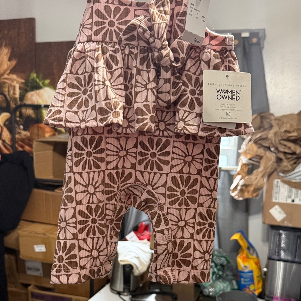 Floral Pink and Brown Kids Outfit
